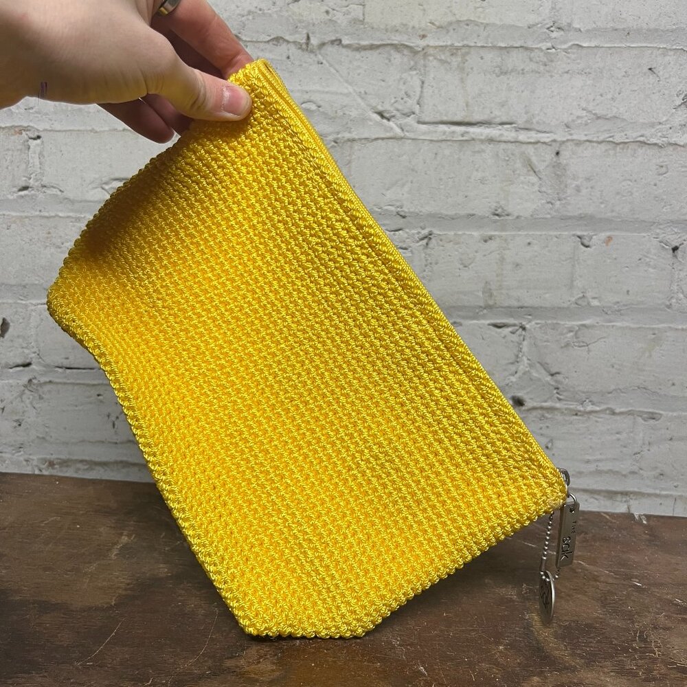 THE SAK Handbag Purse-Yellow-Knit